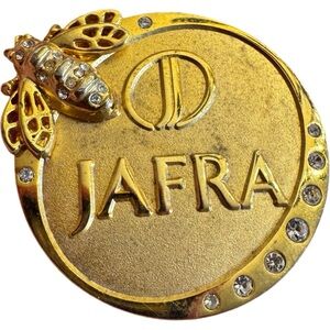 JAFRA Brooch Award Pin Bumble Bee National Vintage Gold Rhinestones Collectible